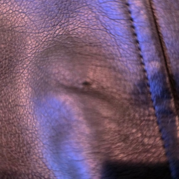 Chicos Metallic Purple Faux Leather Open Front Jacket Size 1 570149388 - Picture 12 of 13